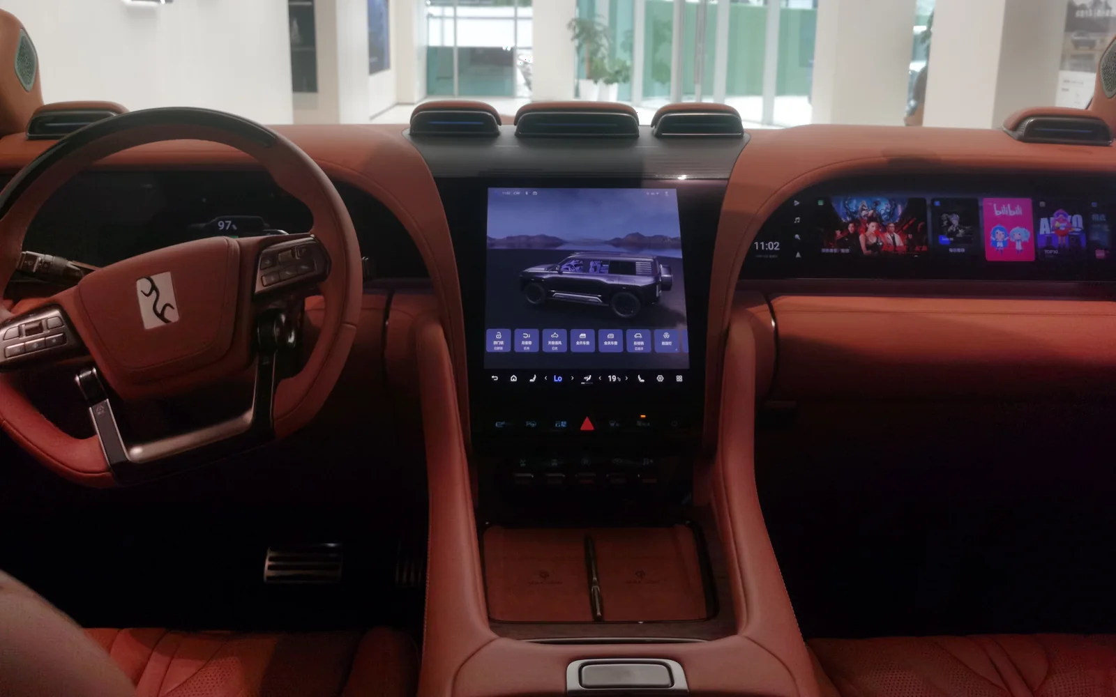 Centre and passenger entertainment screens inside a Yangwang U8